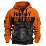 Harley-Davidson Motorcycle Inspired Fan Logo Hoodie Half Zipper QTHD020725A2-HDF