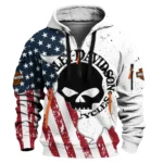 Harley-Davidson Motorcycle Inspired Fan Logo Hoodie Half Zipper QTHD020725A3-HDF