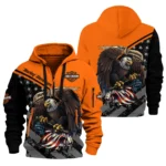 Harley-Davidson Motorcycle Inspired Fan Logo Hoodie Half Zipper QTHD010725A2-HDF
