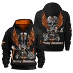 Harley-Davidson Motorcycle Inspired Fan Logo Hoodie Half Zipper QTHD250725BB2-HDF