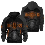 Harley-Davidson Motorcycle Inspired Fan Logo Hoodie Half Zipper QTHD250725BB4-HDF