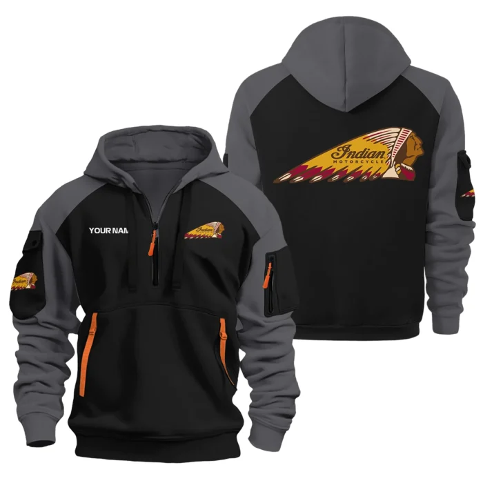 Indian Motorcycle Hoodie Half Zipper Designed for True Fans QTVAMC121225A01IND