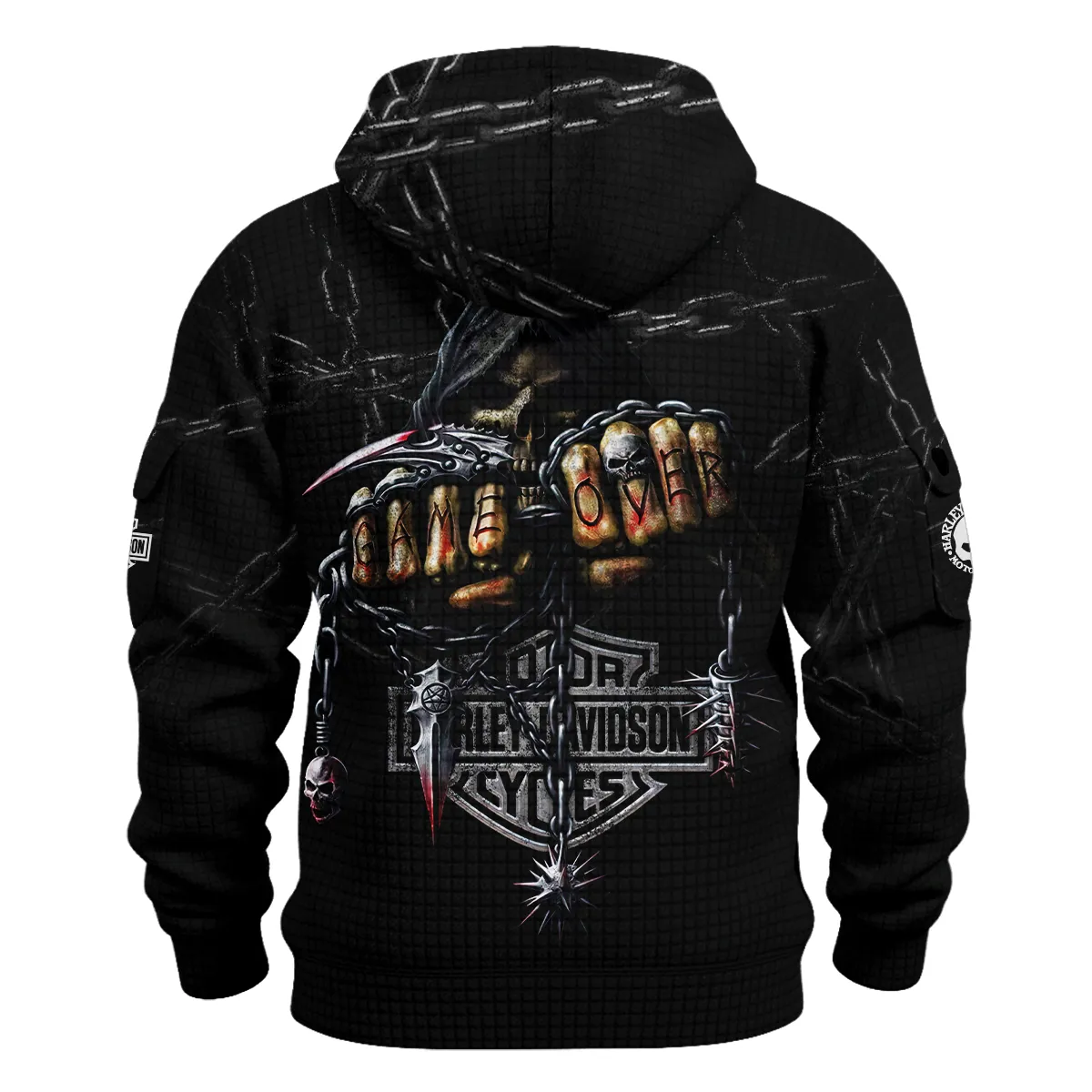 Harley-Davidson Motorcycle Hoodie Half Zip Quilted Waffle Gift Fan Love QTHD261225AHD7-HDFQW - Image 3