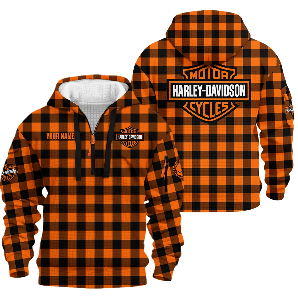 Harley-Davidson Motorcycle Hoodie Half Zip Quilted Waffle Gift Fan Love QTHD261225AHD5-HDFQW