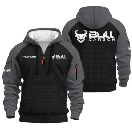 Bull Carbon Hoodie Half Zip Quilted Waffle All Over Print For True Fans QTBL171225A2BLC