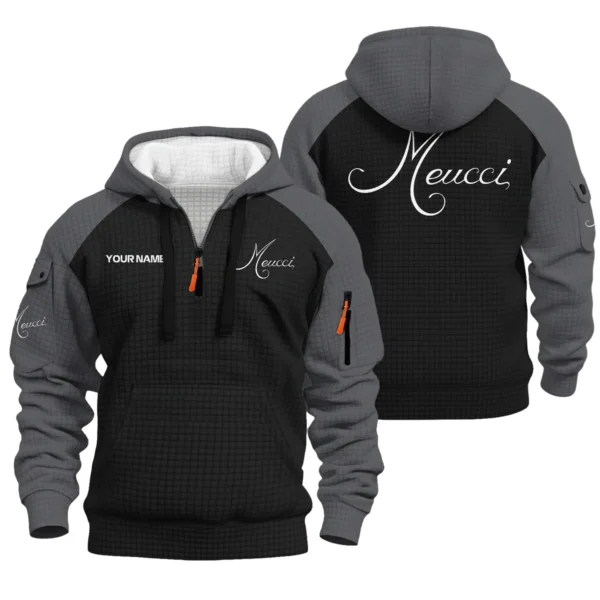 Meucci Hoodie Half Zip Quilted Waffle All Over Print For True Fans QTBL171225A2MEC