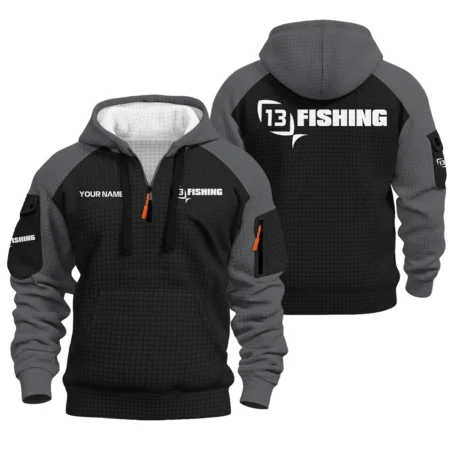 13 Fishing Hoodie Half Zip Quilted Waffle All Over Print For True Fans QTFS221225ST4A113F