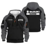 Suzuki Marine Hoodie Half Zip Quilted Waffle All Over Print For True Fans QTFS221225ST4A1SUZ