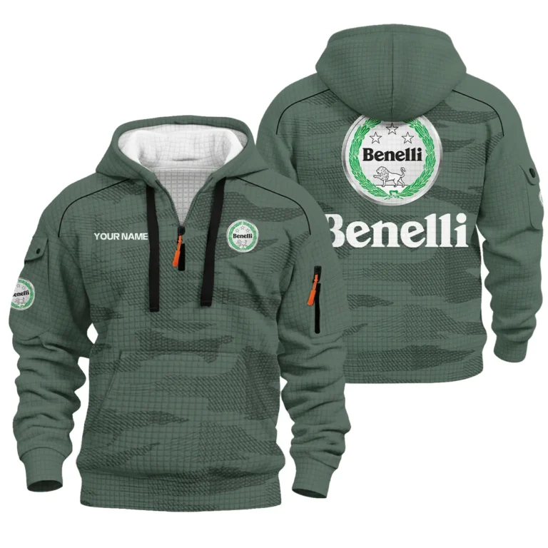 Benelli Motorcycles Hoodie Half Zip Quilted Waffle All Over Print For True Fans QTVAMC121225A02BEN