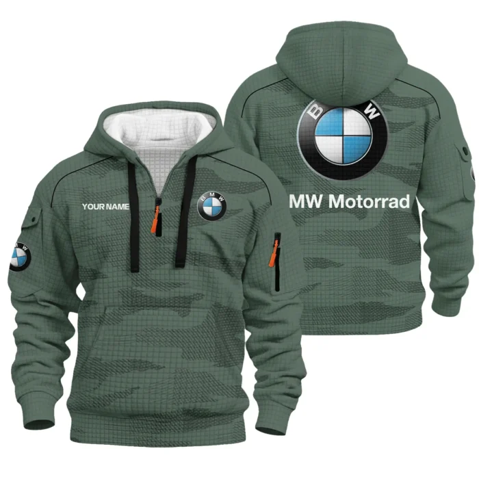 BMW Motorrad Hoodie Half Zip Quilted Waffle All Over Print For True Fans QTVAMC121225A02BMW