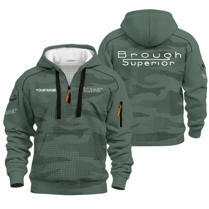 Brough Superior Hoodie Half Zip Quilted Waffle All Over Print For True Fans QTVAMC121225A02BRO