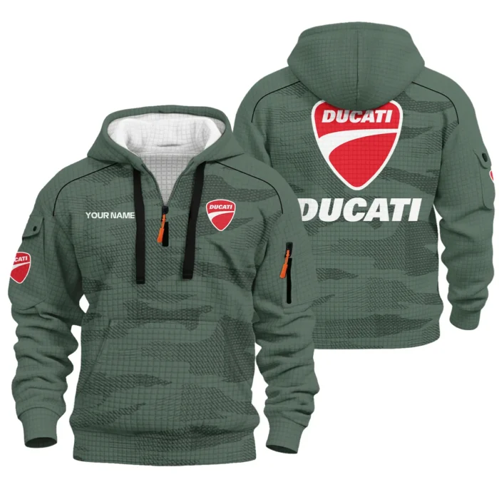 Ducati Hoodie Half Zip Quilted Waffle All Over Print For True Fans QTVAMC121225A02DUC