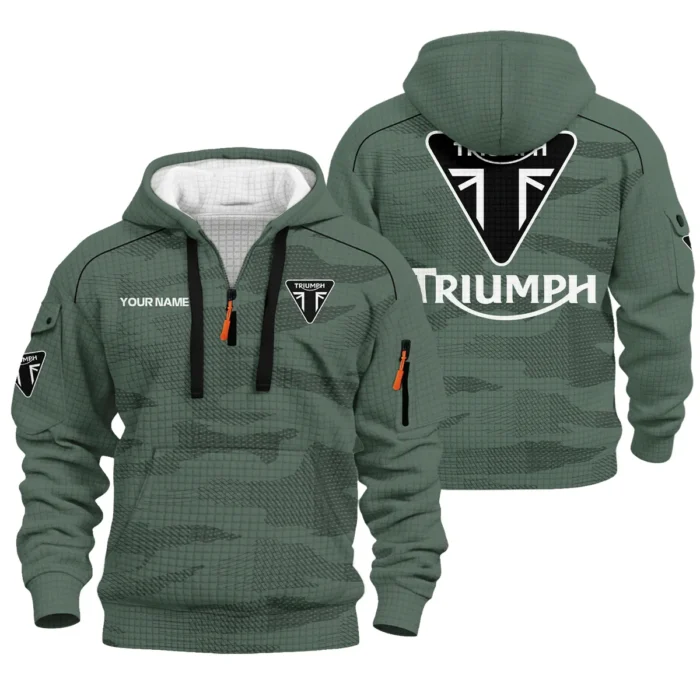 Triumph Hoodie Half Zip Quilted Waffle All Over Print For True Fans QTVAMC121225A02TRI