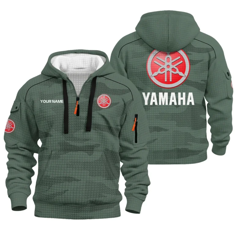 Yamaha Hoodie Half Zip Quilted Waffle All Over Print For True Fans QTVAMC121225A02YAM