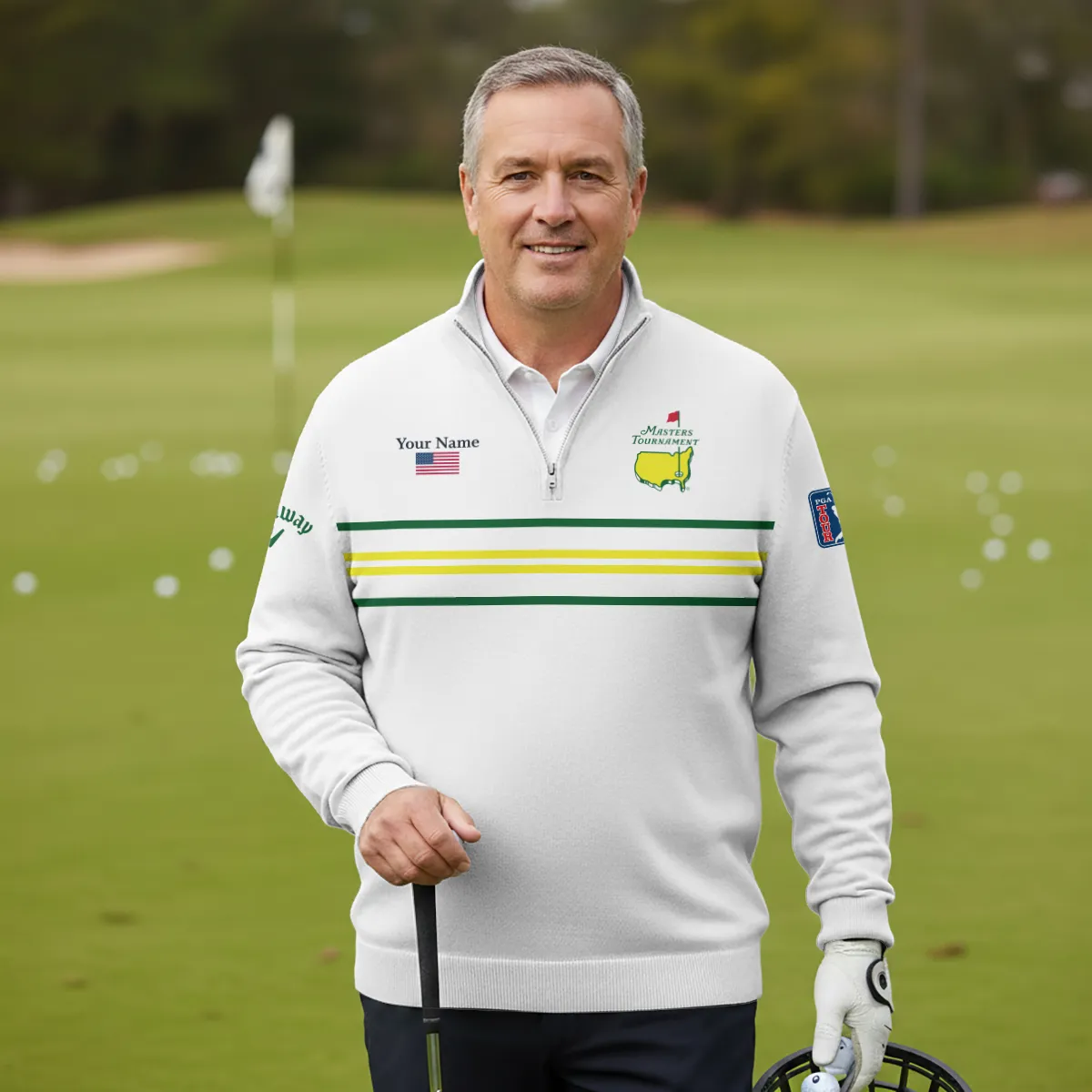 Callaway Masters Tournament Quarter Zip Sweatshirt All Over Prints QTMT161225A1CLW-QTZ