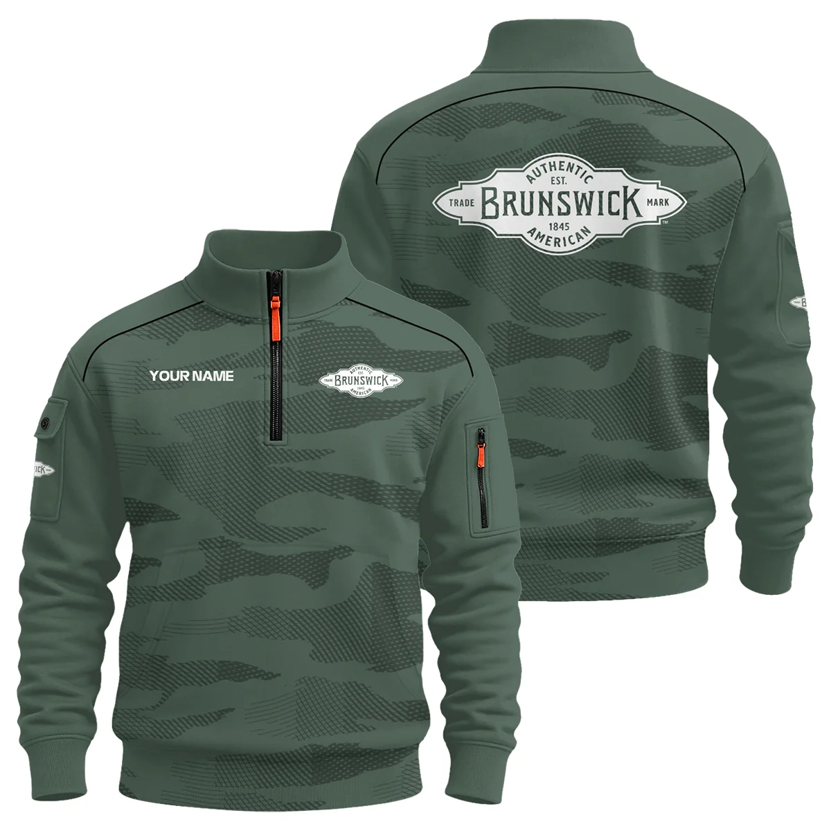 Brunswick Billiards All Over Prints- Personalized Sweatshirt Zipper QTBLA041125A1BRW-SHZ