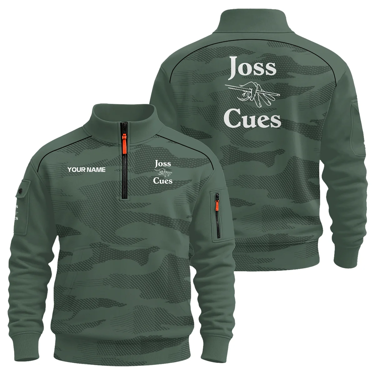 Joss Cues All Over Prints- Personalized Sweatshirt Zipper QTBLA041125A1JOS-SHZ