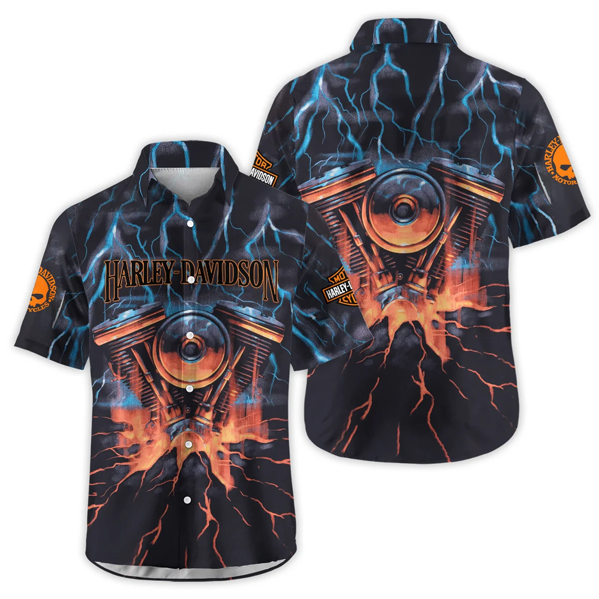 Harley-Davidson Motorcycle Inspired Fan Logo Hawaiian Shirt QTHD020725A1-HW - Image 3