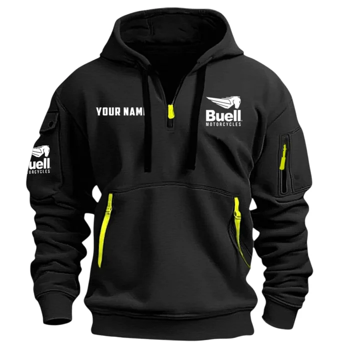 Buell Motorcycles Inspired Fan Logo Hoodie Half Zipper QTMO210825A2BUE