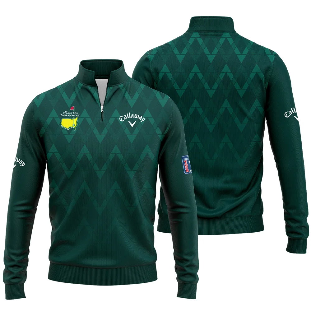 Abstract Dark Green Zigzag Background Masters Tournament Callaway Quarter Zip Sweatshirt Style Classic Quarter Zip Sweatshirt