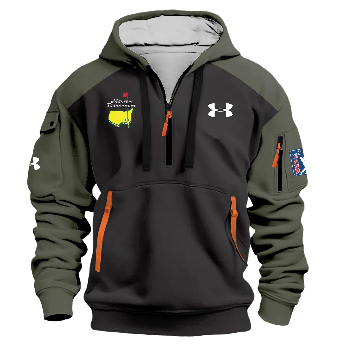 Army Green Under Armour Masters Tournament Logo Hoodie Half Zipper Shirt All Over Prints Gift For Fans HOMT2702TU1UAHDF-AG