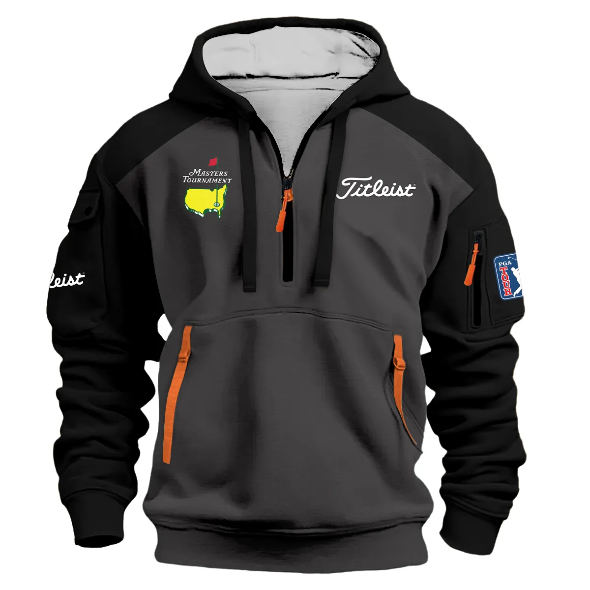 Black Masters Tournament Titleist Logo Hoodie Half Zipper Shirt All Over Prints Gift For Fans HOMT2702TU1TLHDF-BLA