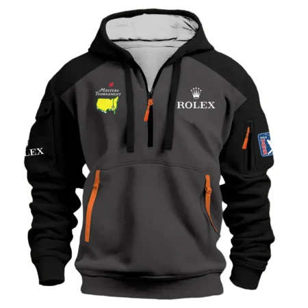 Black Rolex Masters Tournament Logo Hoodie Half Zipper Shirt All Over Prints Gift For Fans HOMT2702TU1ROXHDF-BLA