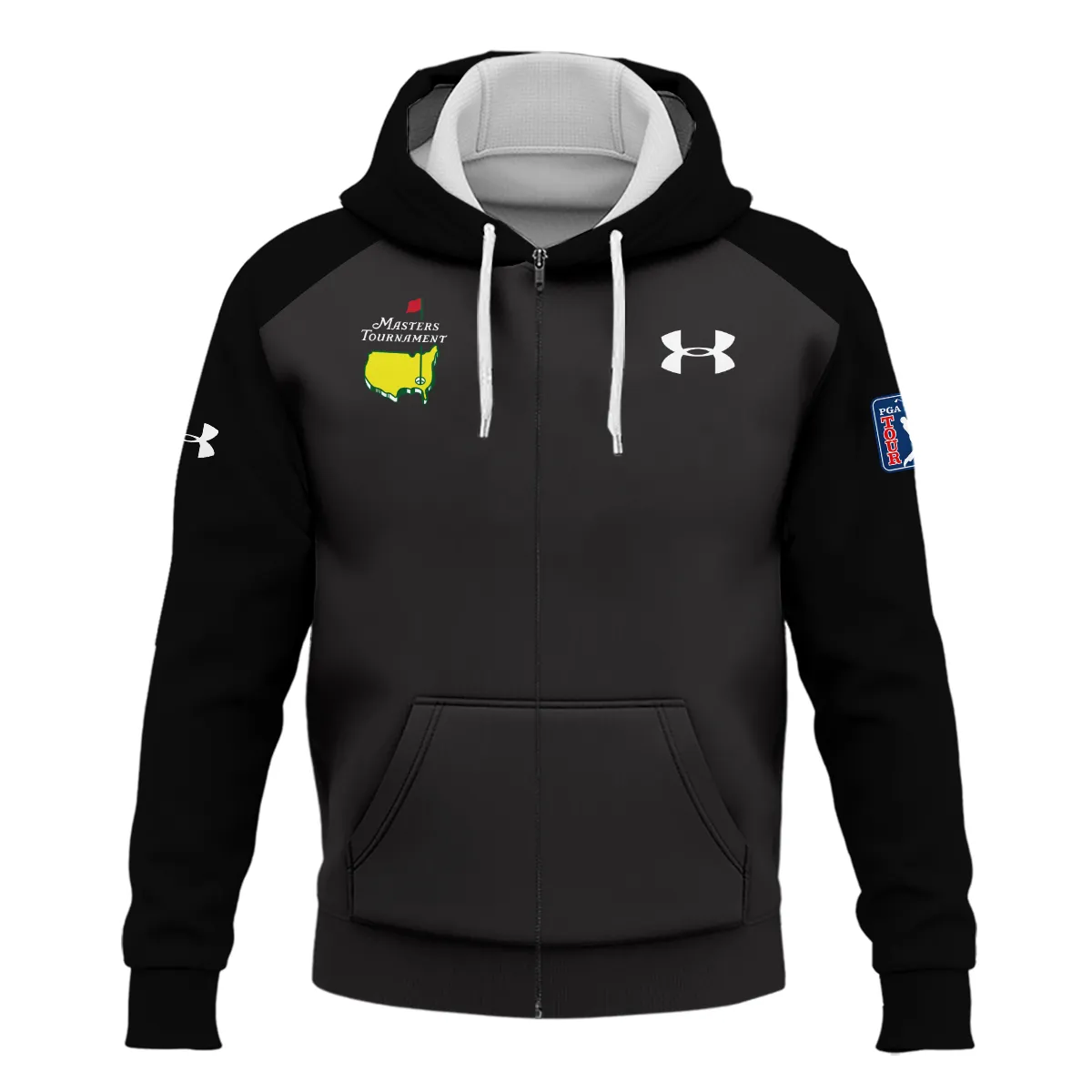 Black Under Armour Masters Tournament Logo Zipper Hoodie Shirt All Over Prints Gift For Fans HOMT2702TU1UAZHD-BLA