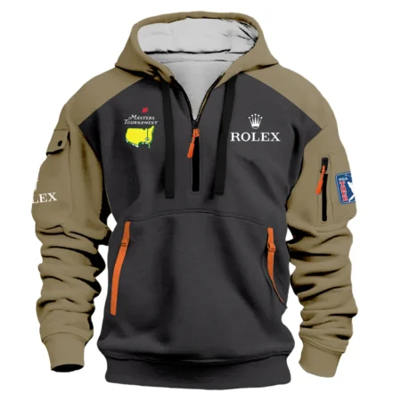 Brown Rolex Masters Tournament Logo Hoodie Half Zipper Shirt All Over Prints Gift For Fans HOMT2702TU1ROXHDF-BRO