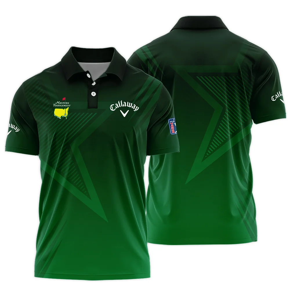 Callaway Masters Tournament Polo Shirt Dark Green Gradient Star Pattern Golf Sports Polo Shirt For Men - Image 3