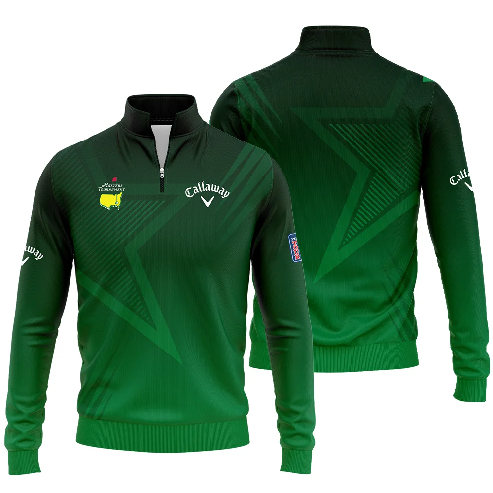 Callaway Masters Tournament Quarter Zip Sweatshirt Dark Green Gradient Star Pattern Golf Sports Quarter Zip Sweatshirt - Image 3
