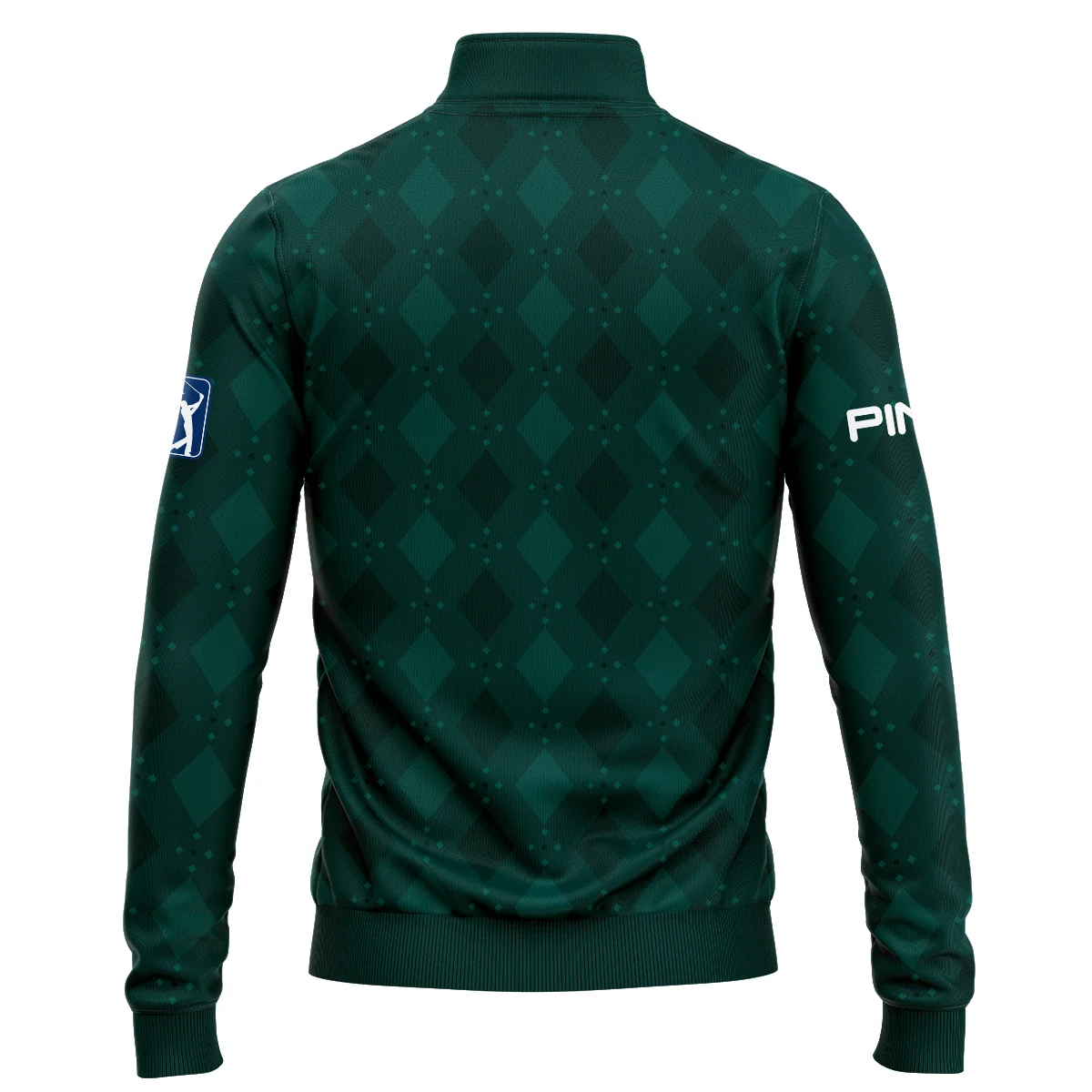 Dark Green Argyle Plaid Pattern Golf Masters Tournament Ping Quarter Zip Sweatshirt Style Classic Quarter Zip Sweatshirt - Image 2