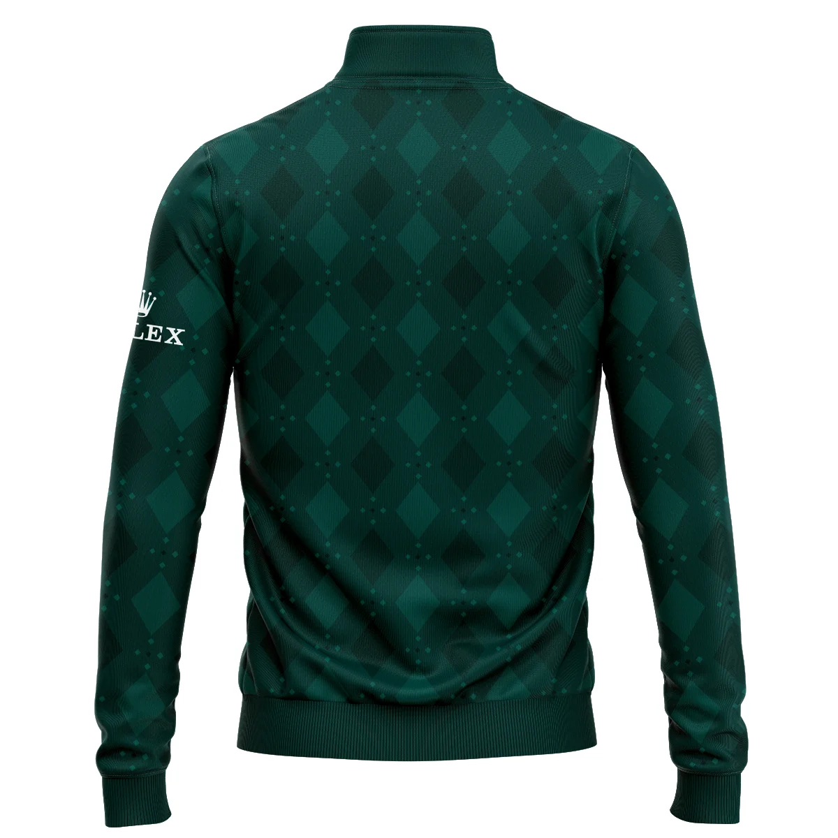 Dark Green Argyle Plaid Pattern Golf Masters Tournament Rolex Quarter Zip Sweatshirt Style Classic Quarter Zip Sweatshirt - Image 2