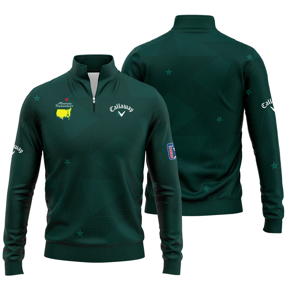 Dark Green Background Masters Tournament Callaway Quarter Zip Sweatshirt Style Classic Quarter Zip Sweatshirt - Image 3