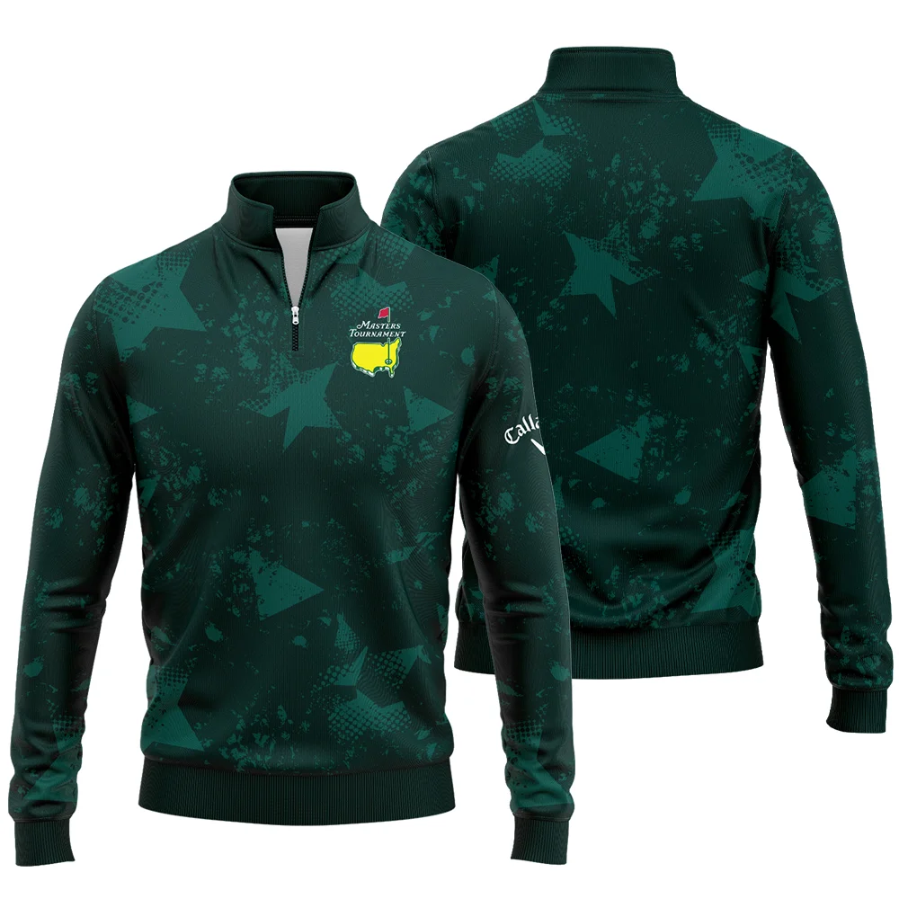 Dark Green Grunge Stars Pattern Golf Masters Tournament Callaway Quarter Zip Sweatshirt Style Classic Quarter Zip Sweatshirt - Image 3