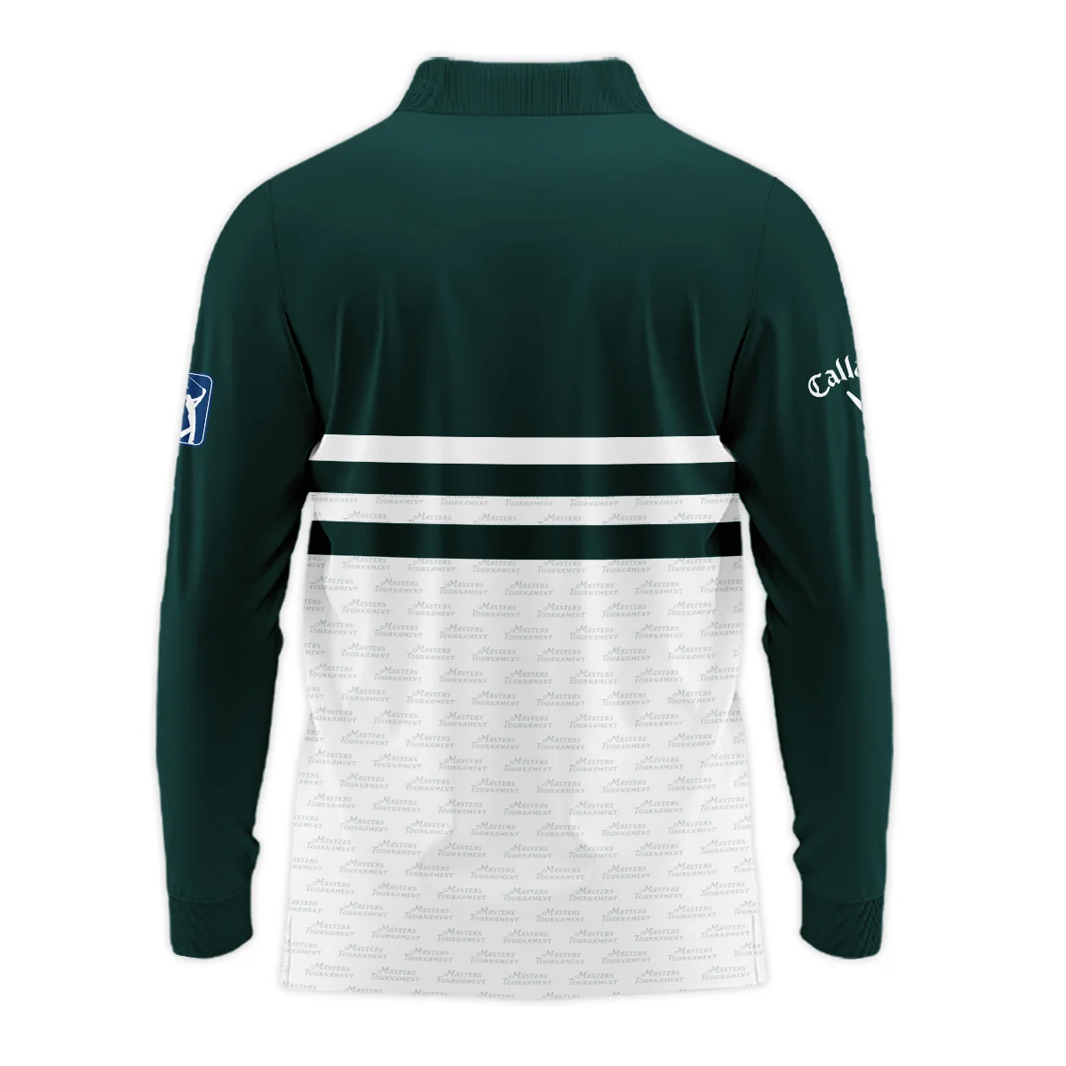 Dark Green Mix White With Logo Pattern Masters Tournament Callaway Long Polo Shirt Style Classic Long Polo Shirt For Men - Image 2