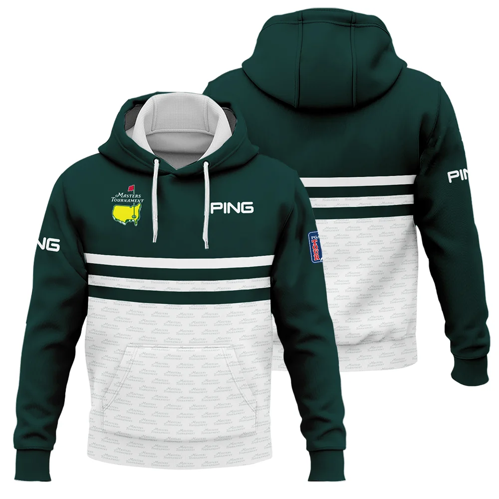 Dark Green Mix White With Logo Pattern Masters Tournament Ping Hoodie Shirt Style Classic Hoodie Shirt - Image 3