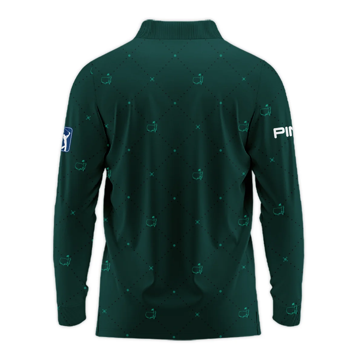 Dark Green Pattern In Retro Style With Logo Masters Tournament Ping Long Polo Shirt Style Classic Long Polo Shirt For Men - Image 2