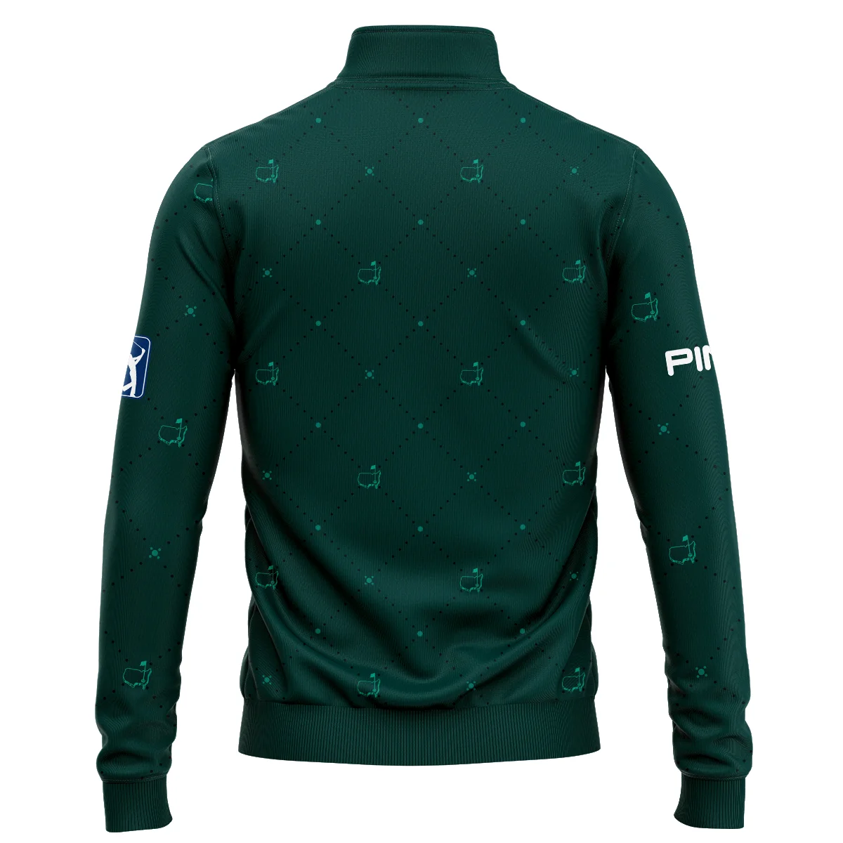 Dark Green Pattern In Retro Style With Logo Masters Tournament Ping Quarter Zip Sweatshirt Style Classic Quarter Zip Sweatshirt - Image 2