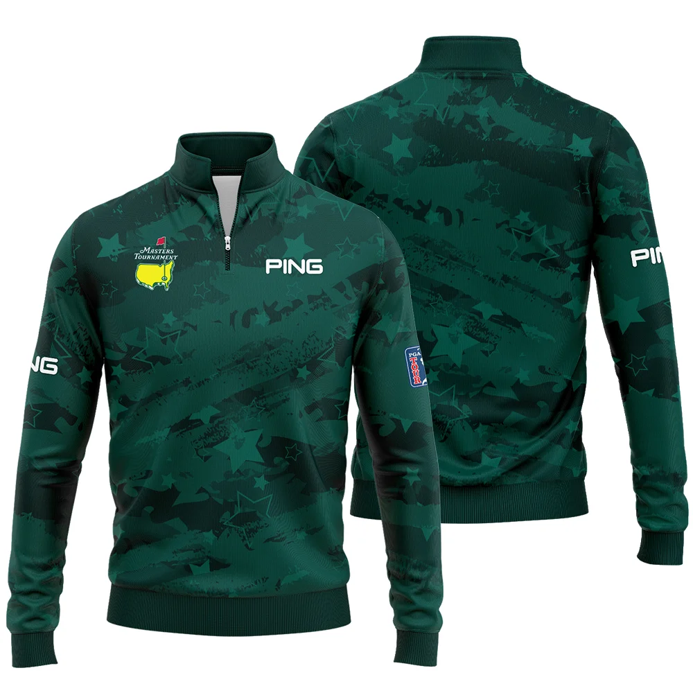 Dark Green Stars Pattern Grunge Background Masters Tournament Ping Quarter Zip Sweatshirt Style Classic Quarter Zip Sweatshirt - Image 3