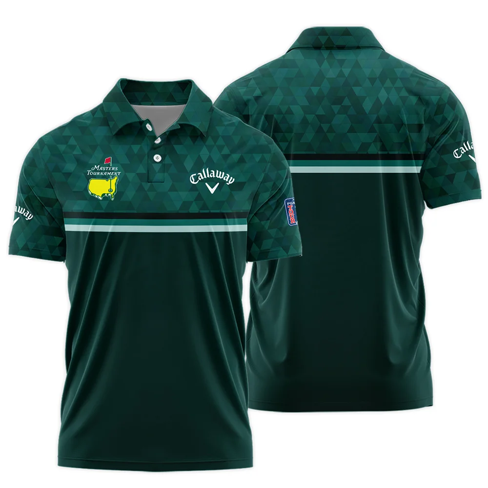 Dark Green Triangle Mosaic Pattern Masters Tournament Callaway Polo Shirt Style Classic Polo Shirt For Men - Image 3