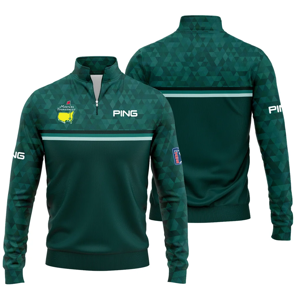 Dark Green Triangle Mosaic Pattern Masters Tournament Ping Quarter Zip Sweatshirt Style Classic Quarter Zip Sweatshirt - Image 3