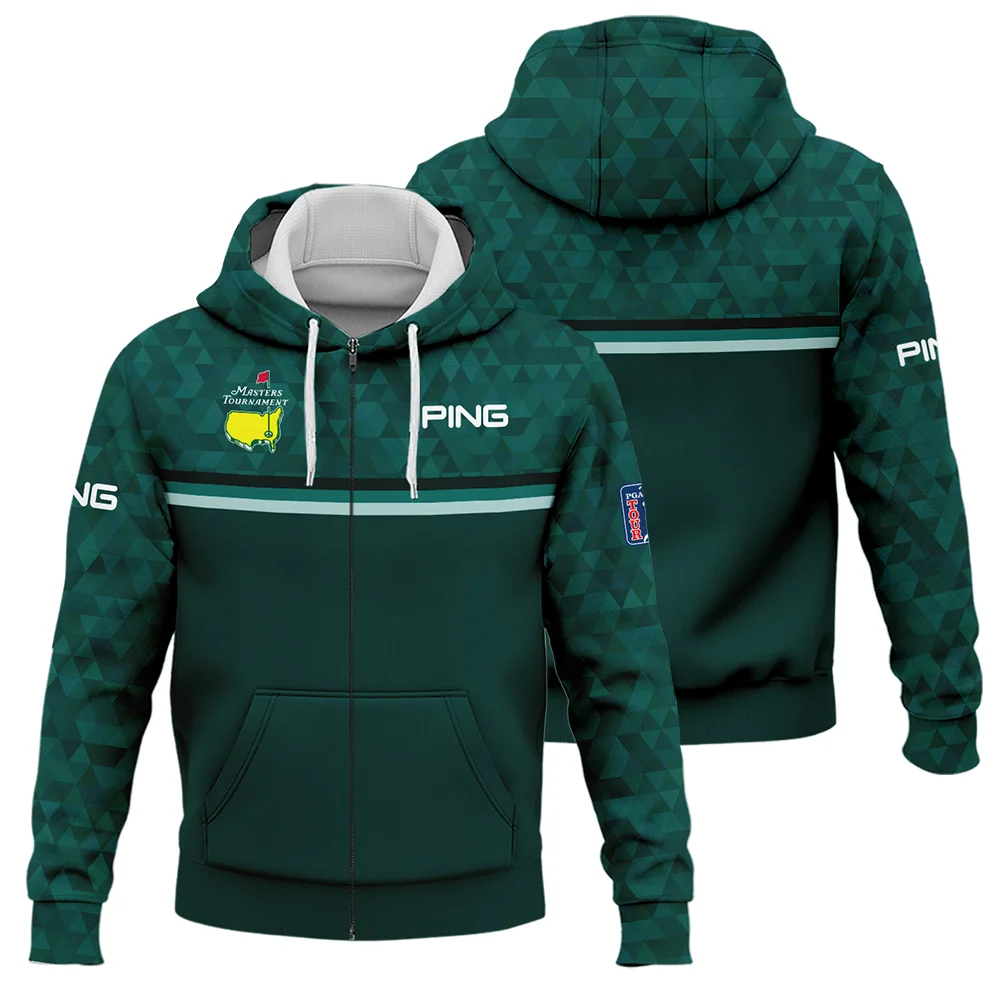 Dark Green Triangle Mosaic Pattern Masters Tournament Ping Zipper Hoodie Shirt Style Classic Zipper Hoodie Shirt - Image 3
