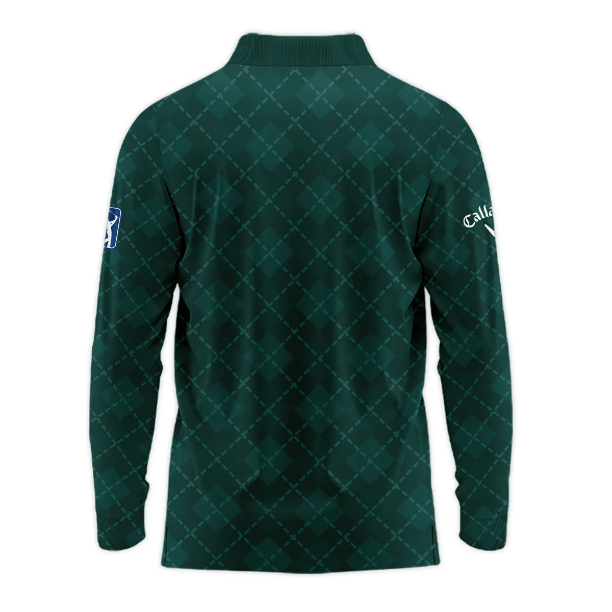 Golf Geometric Pattern Green Masters Tournament Callaway Long Polo Shirt Style Classic Long Polo Shirt For Men - Image 2
