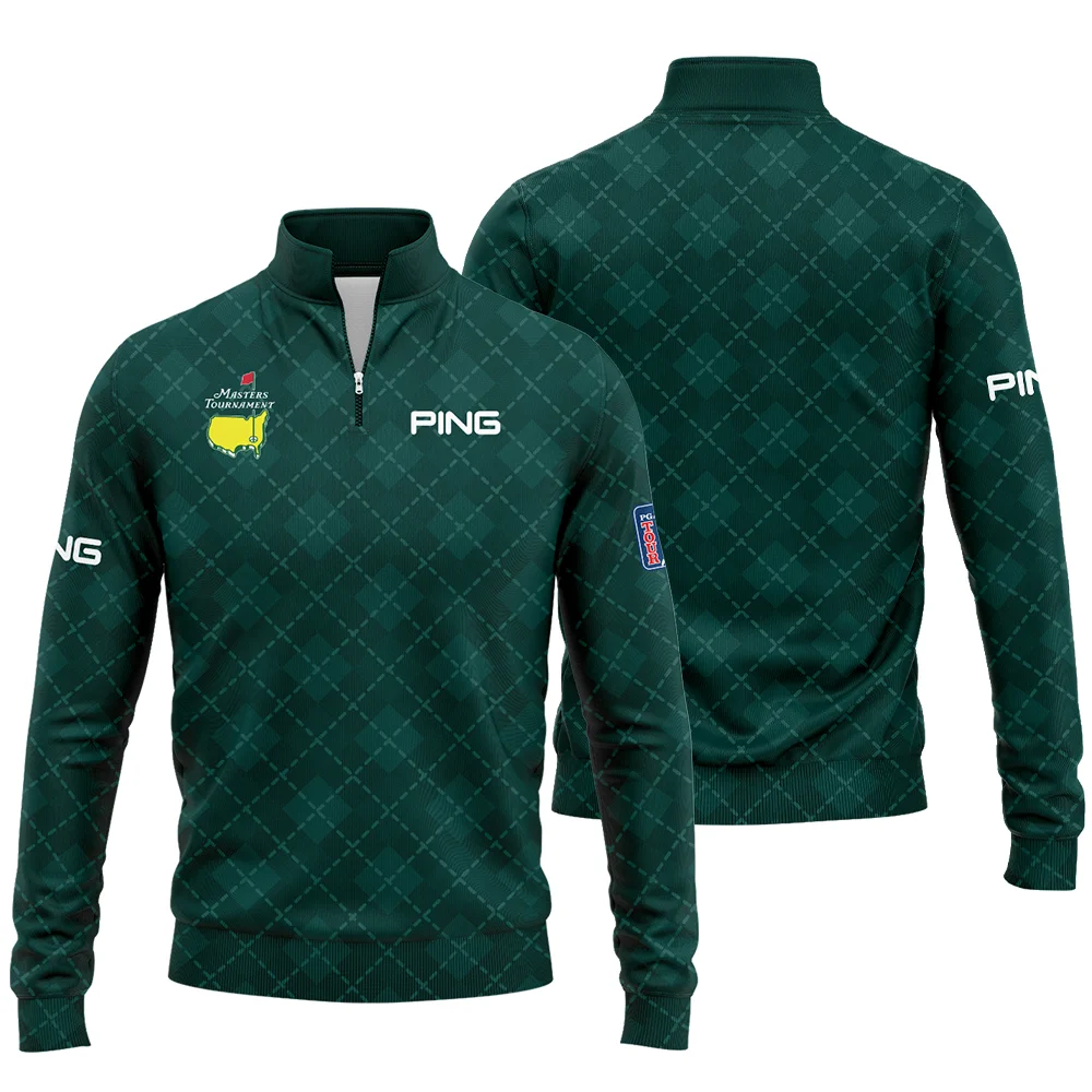 Golf Geometric Pattern Green Masters Tournament Ping Quarter Zip Sweatshirt Style Classic Quarter Zip Sweatshirt - Image 3