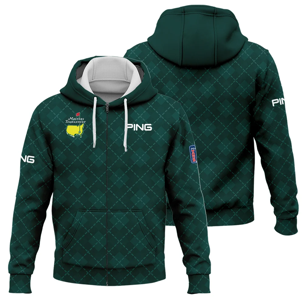 Golf Geometric Pattern Green Masters Tournament Ping Zipper Hoodie Shirt Style Classic Zipper Hoodie Shirt - Image 3