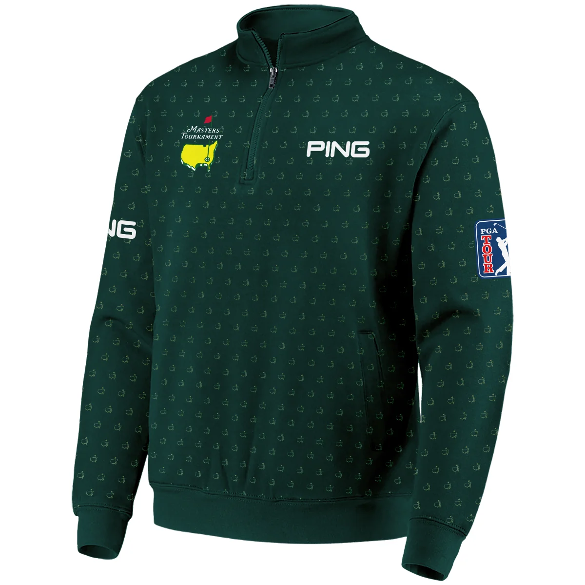 Golf Masters Tournament Ping Quarter Zip Sweatshirt Logo Pattern Gold Green Golf Sports All Over Print Quarter Zip Sweatshirt - Image 2