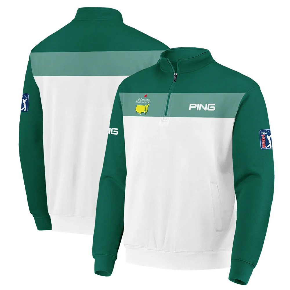Golf Masters Tournament Ping Quarter Zip Sweatshirt Sports Green And White All Over Print Quarter Zip Sweatshirt