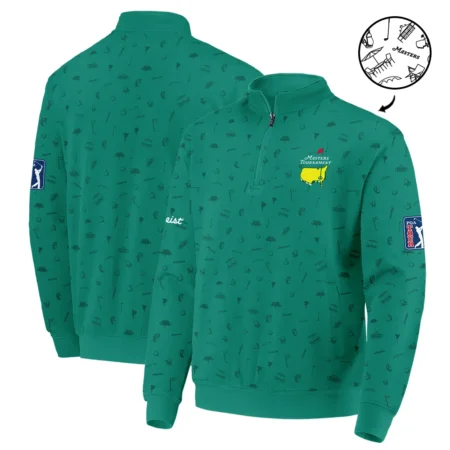 Golf Masters Tournament Titleist Quarter Zip Sweatshirt Augusta Icons Pattern Green Golf Sports All Over Print Quarter Zip Sweatshirt