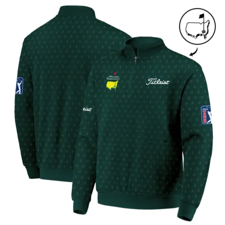 Golf Masters Tournament Titleist Quarter Zip Sweatshirt Logo Pattern Gold Green Golf Sports All Over Print Quarter Zip Sweatshirt